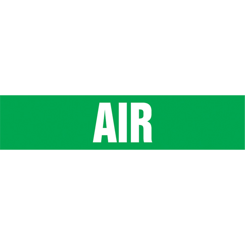 Accuform NMC CRPK121SSB "Air" Pipe Marker, Self-Adhesive, 1-1/2" H x 8" W, White on Green
