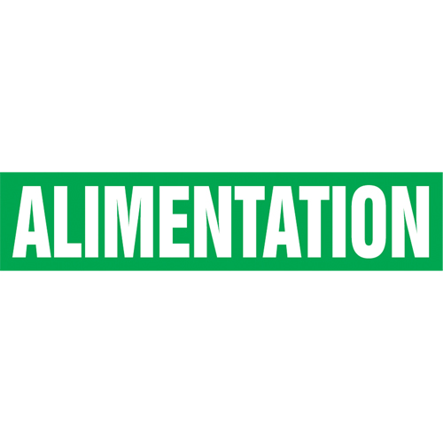 Accuform NMC CRPK691SSD "Alimentation" Pipe Markers, Self-Adhesive, 2-1/2" H x 12" W, White on Green