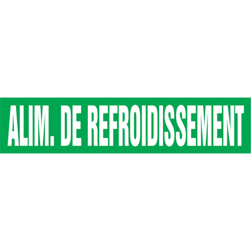 Accuform NMC CRPK431SSD "Alim. de Refroidissement" Pipe Markers, Self-Adhesive, 2-1/2" H x 12" W, White on Green