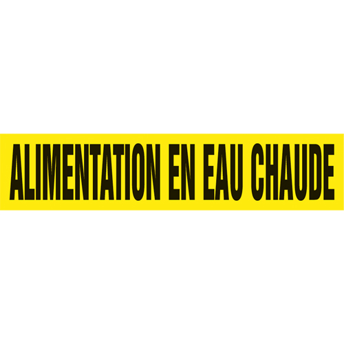 Accuform NMC CRPK431SSA "Alimentation en Eau Chaude" Pipe Marker, Self-Adhesive, 1" H x 8" W, Black on Yellow