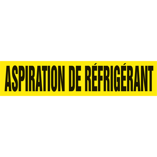 Accuform Signs CRPK605SSA Marqueur de tuyau "Aspiration de R&eacute;frig&eacute;rant", Autocollant, 1" h x 8" la, Blanc/vert