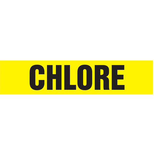 Accuform Signs CRPK207SSA "Chlore" Pipe Marker, Self-Adhesive, 1" H x 8" W, Black on Yellow