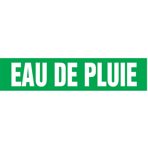 Accuform Signs CRPK595SSD "Eau de Pluie" Pipe Markers, Self-Adhesive, 2-1/2" H x 12" W, White on Green
