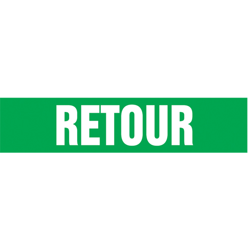 Accuform NMC CRPK613SSD "Retour" Pipe Markers, Self-Adhesive, 2-1/2" H x 12" W, White on Green