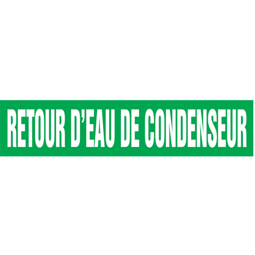 Accuform NMC CRPK243SSD "Retour d'Eau de Condenseur" Pipe Markers, Self-Adhesive, 2-1/2" H x 12" W, White on Green