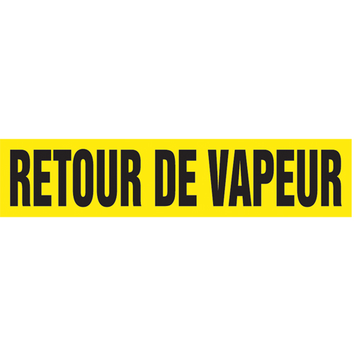 Accuform NMC CRPK669SSD "Retour de Vapeur" Pipe Markers, Self-Adhesive, 2-1/2" H x 12" W, Black on Yellow