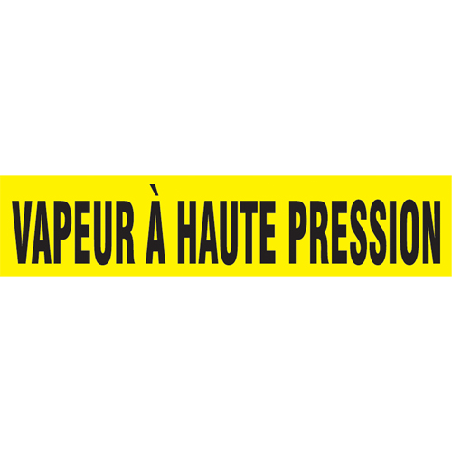 Accuform Signs CRPK413SSB "Vapeur &agrave; Haute Pression" Pipe Marker, Self-Adhesive, 1-1/2" H x 8" W, Black on Yellow