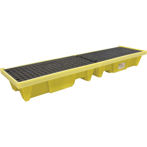 Enpac 5102-YE-D Low-Profile In-line Poly-Spillpallet 3000 With Drain, 66 US gal. Spill Capacity, 98" x 25.2" x 12"