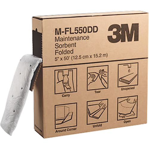 3M M-FL550DD Folded Sorbents, 50' L x 5" W, 10.5 gal. Absorbancy