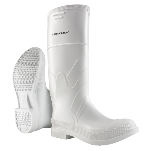 Dunlop Protective Footwear 81012-10 White Boots, PVC, Steel Toe, Size 10,  Puncture Resistant Sole