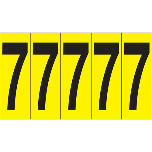 Accuform NMC NCH6047YL Individual Adhesive Number Markers, 7, 3-7/8" H, Black on Yellow