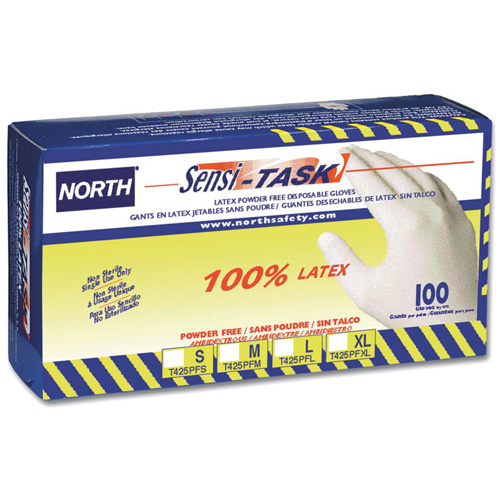PIP Global Safety T425PF/M Sensi-Task Disposable Gloves, Medium, Latex, 5-mil, Powder-Free, White