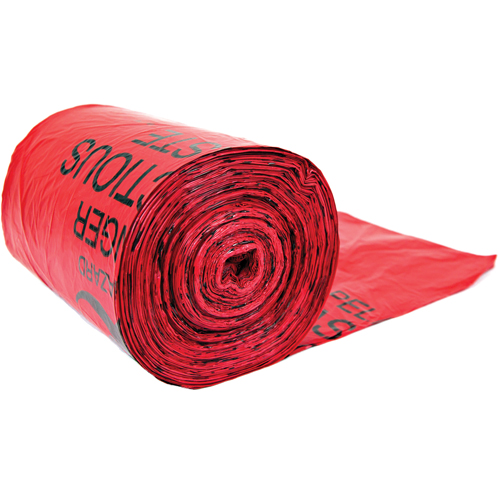 Justrite 05901 Hazardous Waste Bags, Bio-Hazard, 24" L x 33" W, 56.8 L (15 Gal.) Capacity