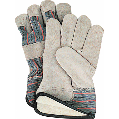 Zenith Safety Products SD613 Winter-Lined Fitters Gloves, Large, Split Cowhide Palm, Cotton Fleece Inner Lining