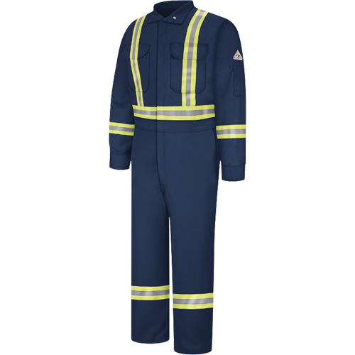Bulwark CLBCNV-RG-50 Flame-Resistant Coveralls with Reflective Trim, Size 50, Navy Blue, 12.2 cal/cm²