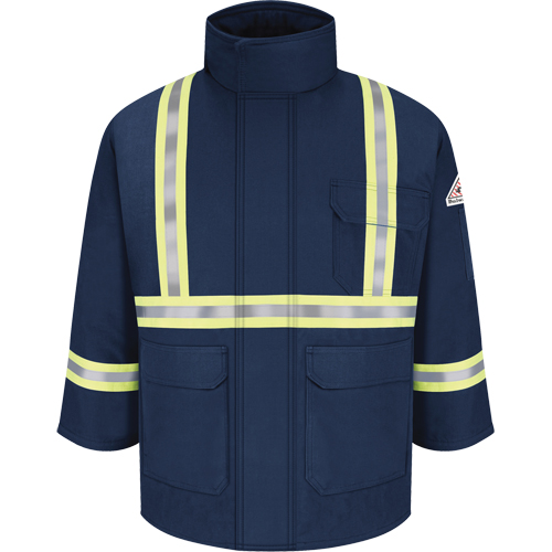 Bulwark JLPCNV-RG-XXL Flame Resistant Parkas with Reflective Striping, Men's, 2X-Large, Navy Blue