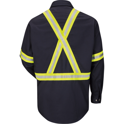 Bulwark SLUCNV-LN-L Work Shirt with Reflective Trim, Fleece, Large, Navy Blue