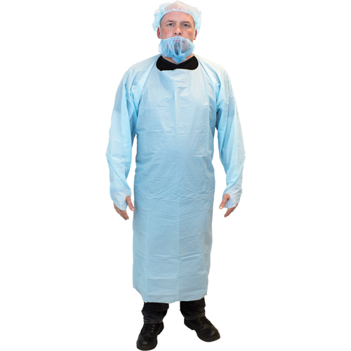  CPE-XL-PE Coat Apron, Polyethylene, Blue, 35" W x 48" L