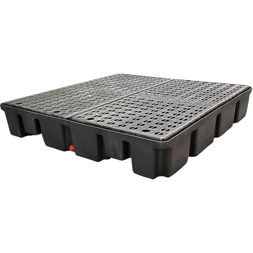 Black Diamond 5400-BD-D Nestable Spill Pallet With Drain, 66 US gal. Spill Capacity, 49" x 49" x 10.5"