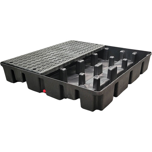 Black Diamond 5400-BD-D Nestable Spill Pallet With Drain, 66 US gal. Spill Capacity, 49" x 49" x 10.5"