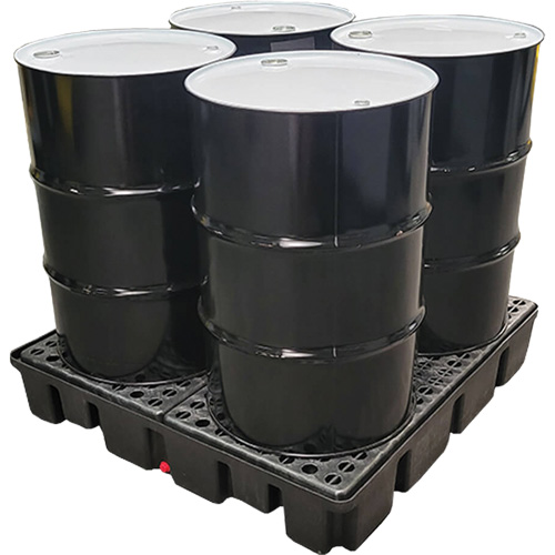 Black Diamond 5400-BD-D Nestable Spill Pallet With Drain, 66 US gal. Spill Capacity, 49" x 49" x 10.5"