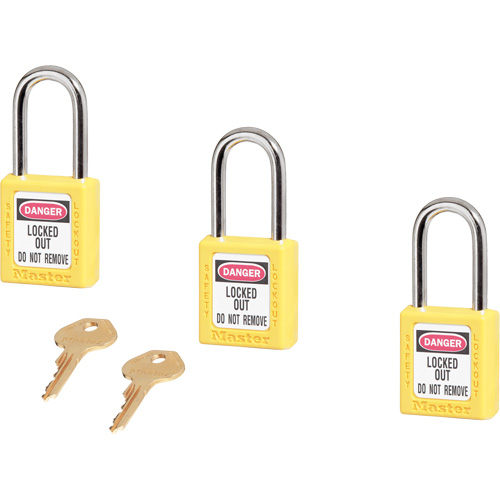 Master Lock 410KAS3YLW Cadenas de s&eacute;curit&eacute; Zenex 410, Jaune, Cl&eacute;s identiques, Thermoplastique, Largeur de 1-1/2"