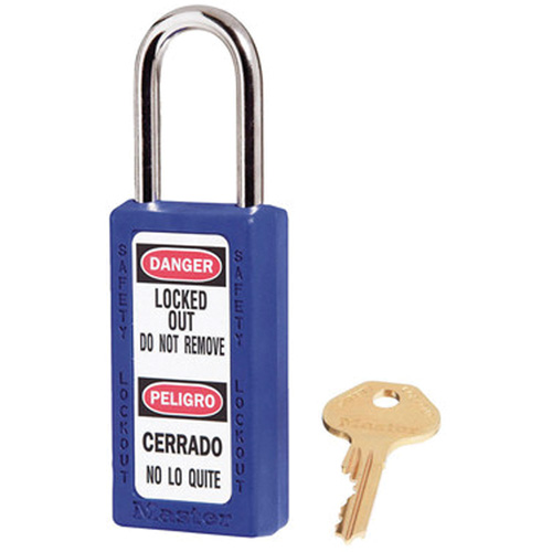 Master Lock 411KAS3BLU 411 Series Zenex Padlocks - Set of Three, Safety Padlock, Keyed Alike, Thermoplastic, 1-1/2" Width