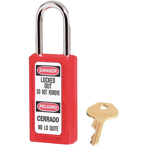 Master Lock 411KAS3RED Cadenas de s&eacute;curit&eacute; Zenex 411, Rouge, Cl&eacute;s identiques, Thermoplastique, Largeur de 1-1/2"