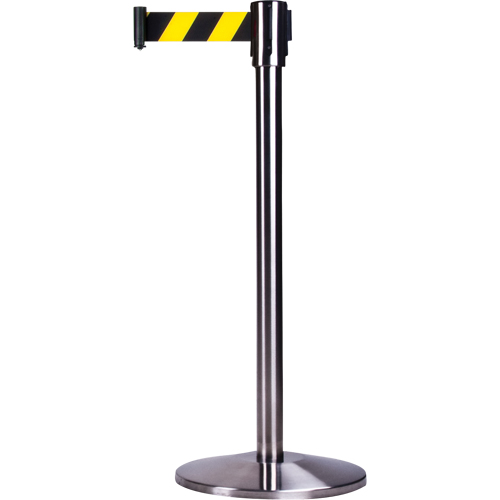 Zenith Safety Products SDN304 Free-Standing Crowd Control Barrier, Steel, 35" H, Black/Yellow Tape, 7' Tape Length