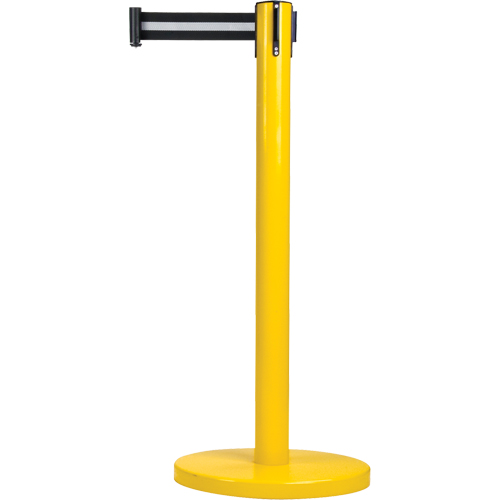 Zenith Safety Products SDN316 Free-Standing Crowd Control Barrier, Steel, 35" H, Black/White Tape, 7' Tape Length