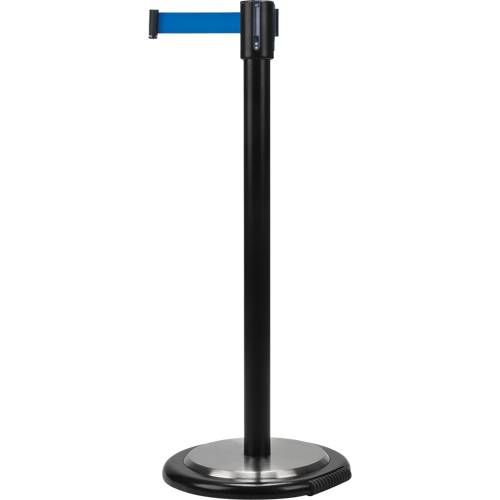 Produits de sécurité Zenith SDN330 Barri&egrave;res sur pieds pour le contr&ocirc;le des foules, Acier, 35" h, Ruban Bleu, Longueur du ruban 7'