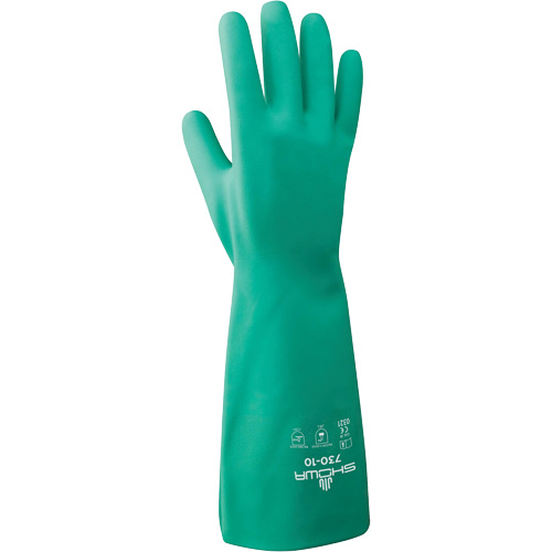 Showa 730-11 Nitri-Solve&reg; Gloves, Size 2X-Large/11, 13" L, Nitrile, Flock-Lined Inner Lining, 15-mil