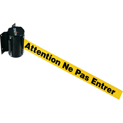 Zenith Safety Products SDN555 Wall Mount Barrier, Steel, Screw Mount, 7', Yellow Tape