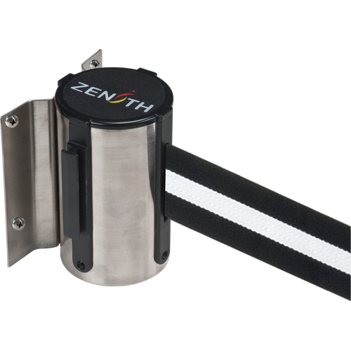 Produits de sécurité Zenith SDN566 Barri&egrave;re &agrave; fixation murale, Acier, Fixation par vis, 7', Ruban Noir/Blanc