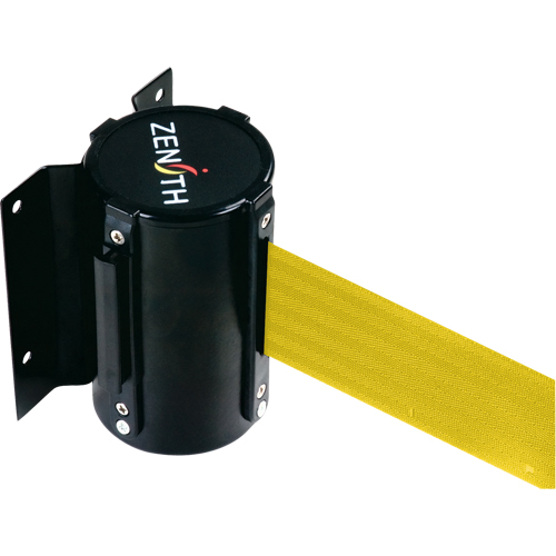 Zenith Safety Products SEC074 Wall Mount Barrier, Steel, Screw Mount, 7', Yellow Tape