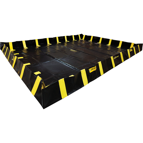 Justrite 28546 QuickBerm&reg; Containment Berm with Inside Wall Supports, 1435 US gal. Capacity, 12' W x 16' L x 12" H, Snap-Up Bracket
