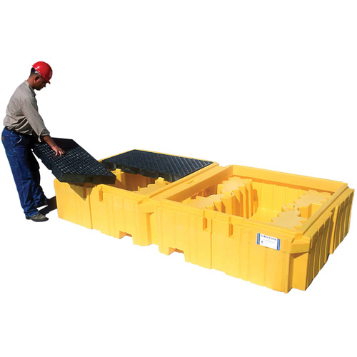 Ultratech 1144 Palette antid&eacute;versement avec drain Ultra-Twin IBC Spill Pallet, Capacit&eacute; de d&eacute;versement 535 gal. US, 124,5" x 61,625" x 22"