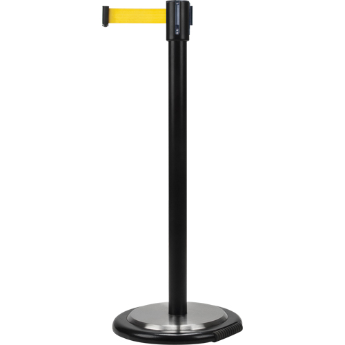 Produits de sécurité Zenith SDN780 Barri&egrave;res sur pieds pour le contr&ocirc;le des foules, Acier, 35" h, Ruban Jaune, Longueur du ruban 12'