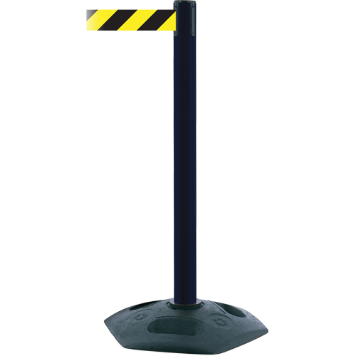 Tensator 886-33-MAX-NO-D4X-C Single Line Heavy Duty Post, Plastic, 38" H, Black/Yellow Tape, 13' Tape Length