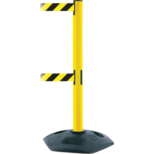 Tensator 886T235MAXNOD4XC Dual Line Heavy Duty Post, Plastic, 38" H, Black/Yellow Tape, 13' Tape Length