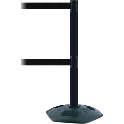 Tensator 886T233STDNOB9XC Dual Line Heavy Duty Post, Plastic, 38" H, Black Tape, 7.5' Tape Length