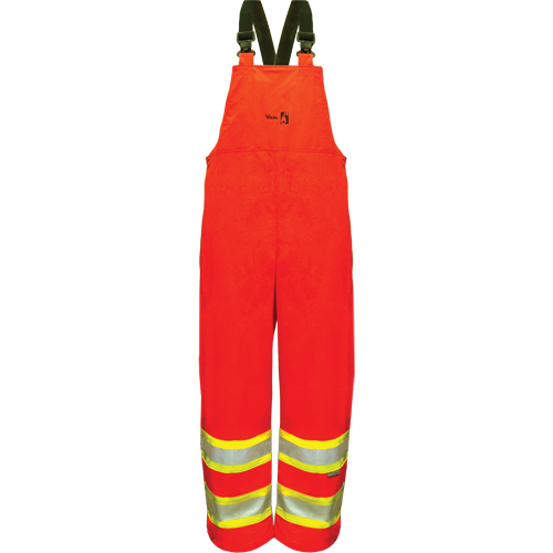 Viking 6055FRPO-S Hi-Vis FR/PU Safety Rain Bib Pants, Small, High Visibility Orange