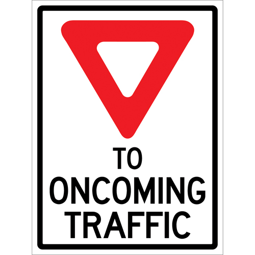 CCI Canada 07-800-3056-L "Yield to Oncoming Traffic" Roll-Up Sign Traffic Sign, 36" x 48", Vinyl, English with Pictogram