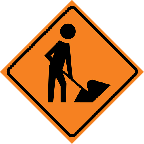 CCI Canada 07-800-3026-L Men at Work Roll-Up Traffic Sign, 36" x 36", Vinyl, Pictogram