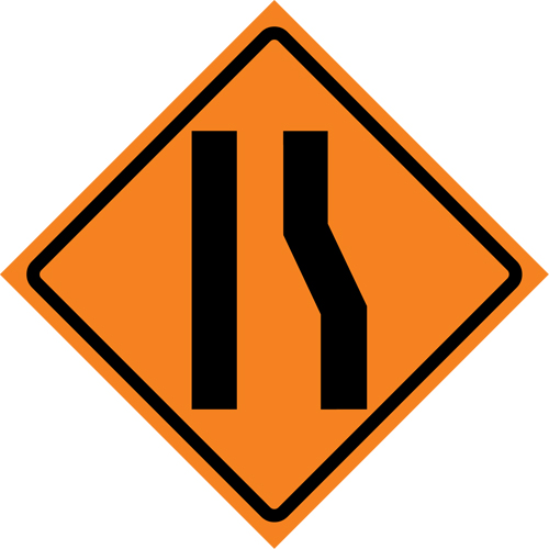 CCI Canada 07-800-0135-L Merge Left Roll-Up Traffic Sign, 29-1/2" x 29-1/2", Vinyl, Pictogram
