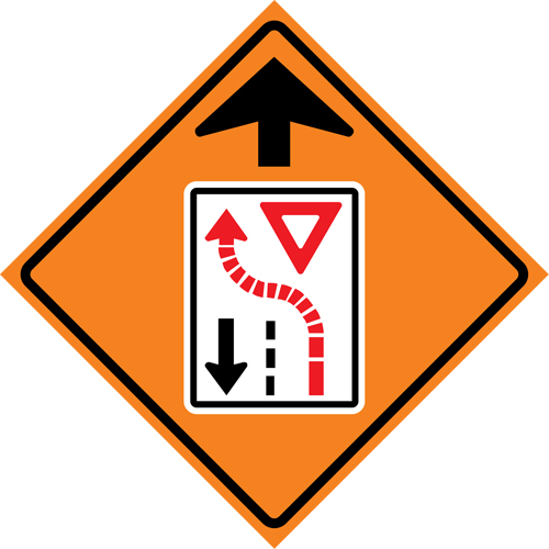 CCI Canada 07-800-0136-L Yield Ahead Roll-Up Traffic Sign, 29-1/2" x 29-1/2", Vinyl, Pictogram