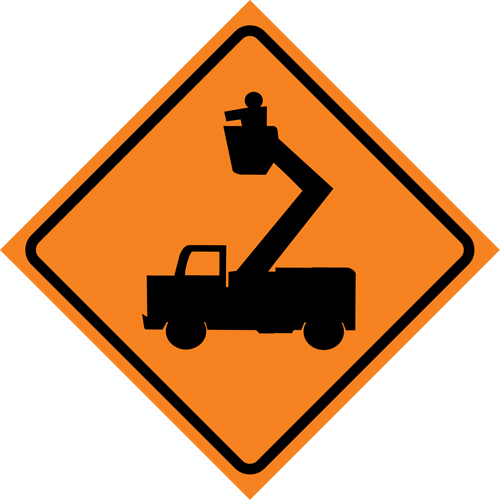 CCI Canada 07-800-35104 Man in Elevated Bucket Roll-Up Traffic Sign, 29-1/2" x 29-1/2", Vinyl, Pictogram