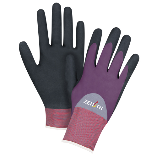 Zenith Safety Products SDP445 ZX-2 Premium Coated Gloves, 8/Medium, Nitrile/Foam Nitrile Coating, 18 Gauge, Nylon Shell