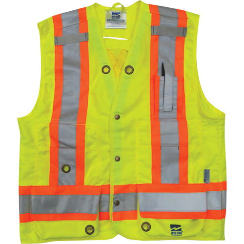 Viking 6165G-L Surveyor Safety Vest, High Visibility Lime-Yellow, Large, Polyester