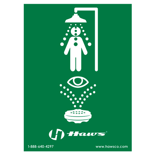Haws SP178LG Enseigne douche/douche oculaire d'urgence, 24" x 18", Plastique, Pictogramme
